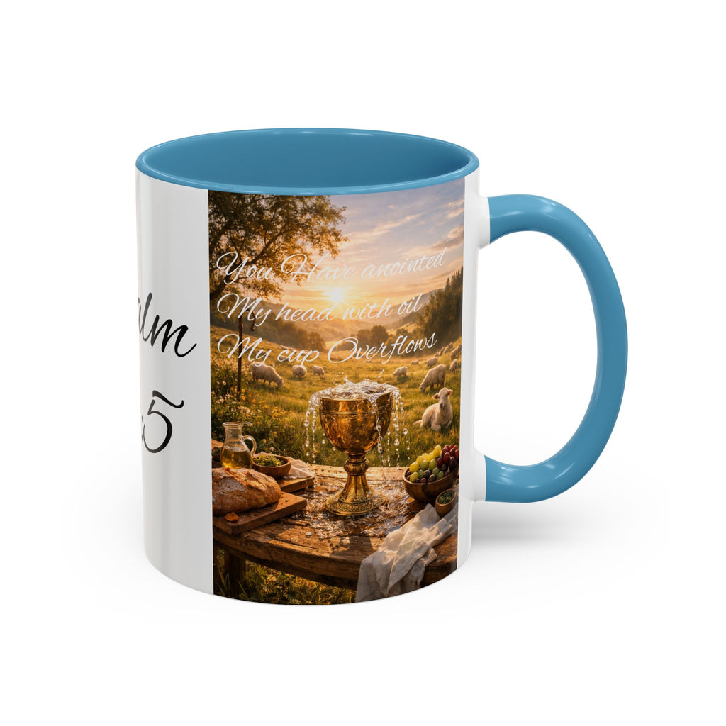 Psalm 23:5 Coffee Mug — Inspirational Christian Accent Mug with Scripture Landscape