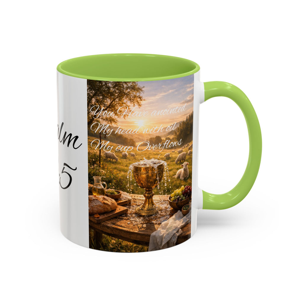 Psalm 23:5 Coffee Mug — Inspirational Christian Accent Mug with Scripture Landscape