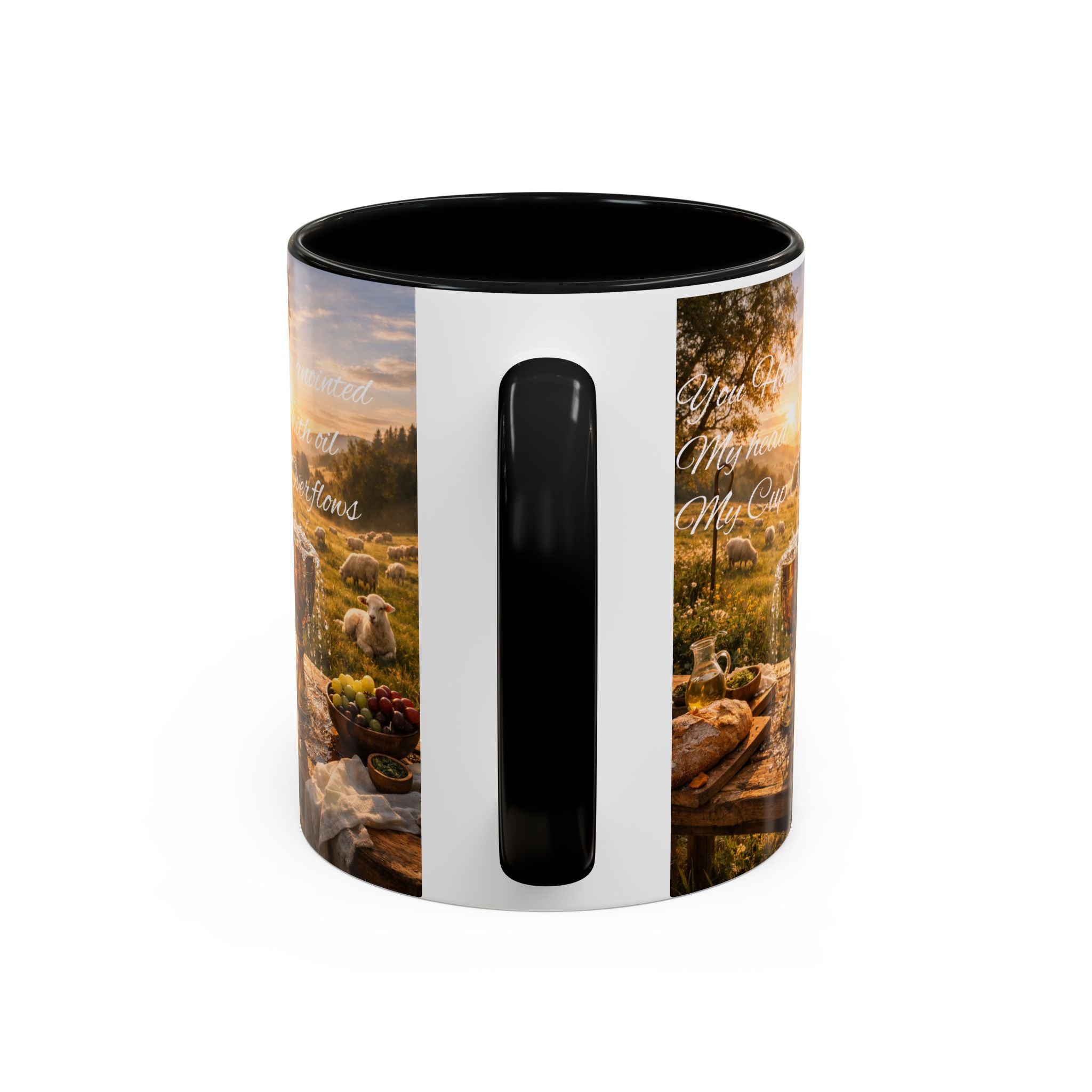 Psalm 23:5 Coffee Mug — Inspirational Christian Accent Mug with Scripture Landscape