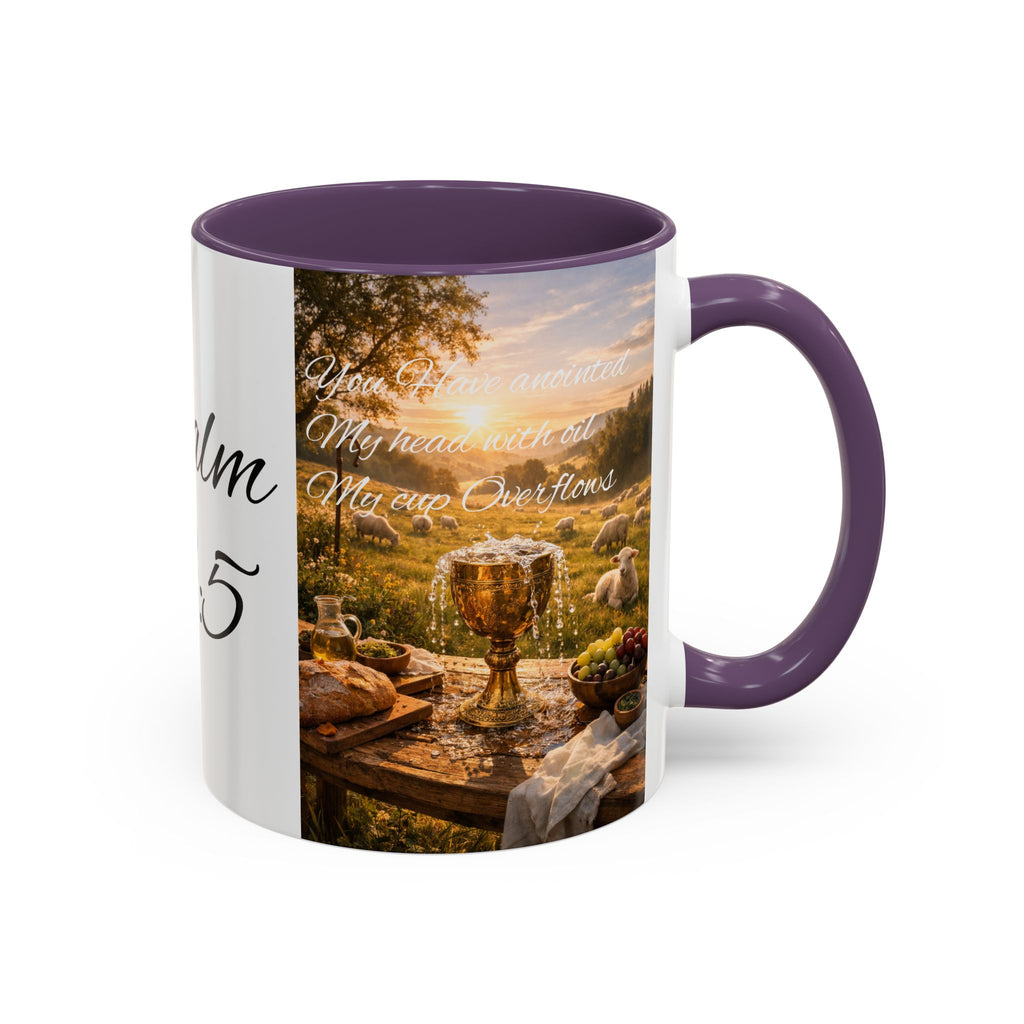 Psalm 23:5 Coffee Mug — Inspirational Christian Accent Mug with Scripture Landscape
