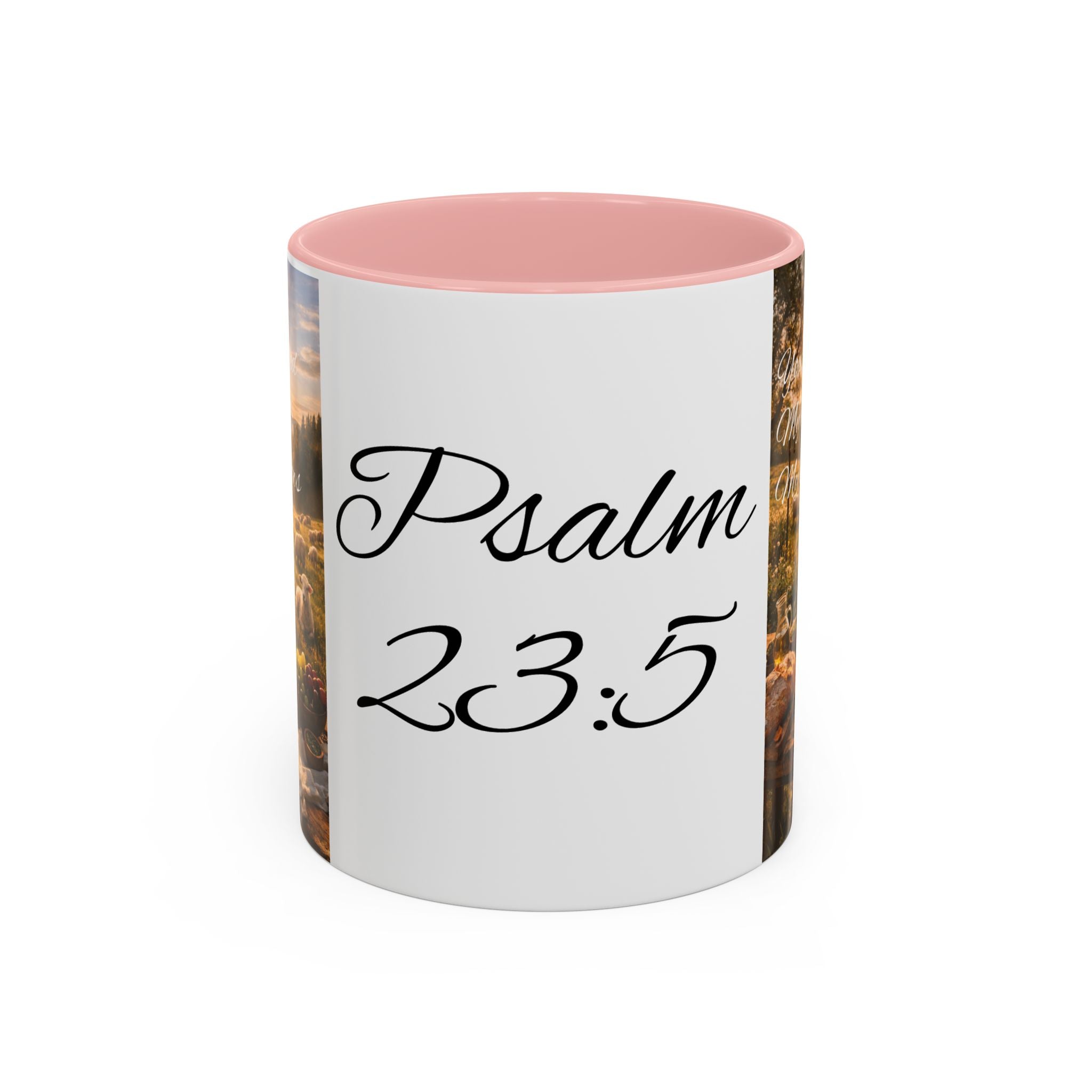 Psalm 23:5 Coffee Mug — Inspirational Christian Accent Mug with Scripture Landscape