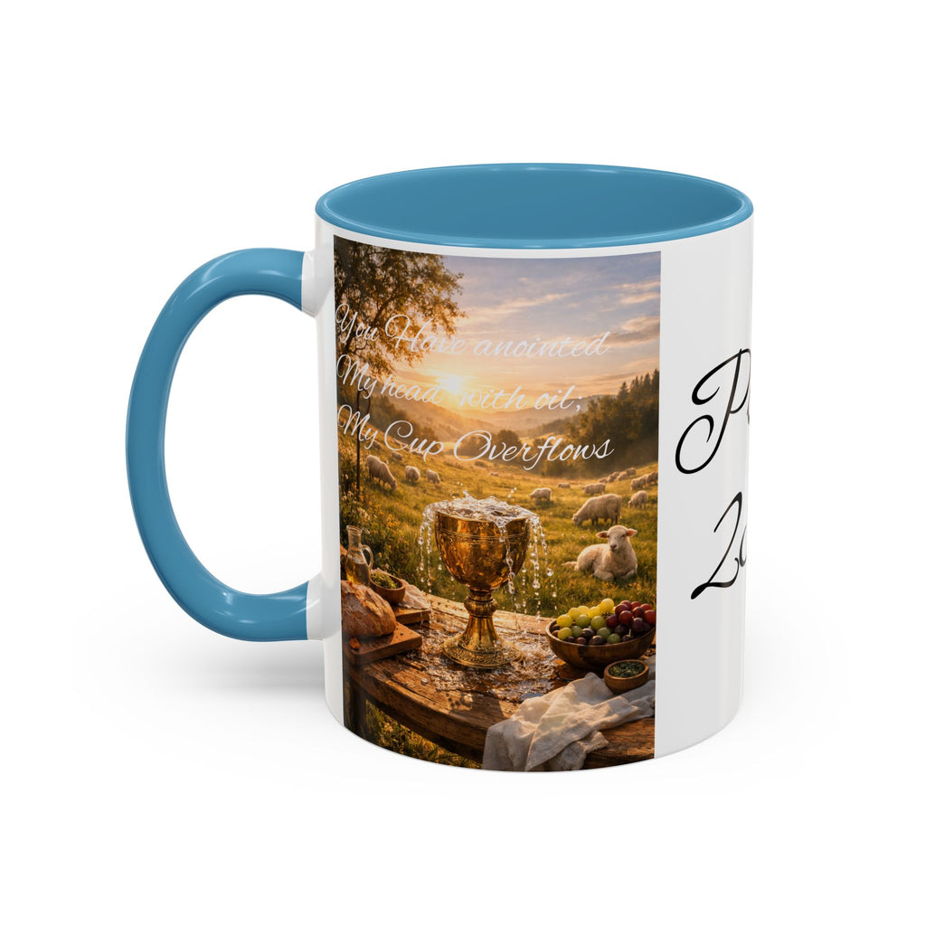 Psalm 23:5 Coffee Mug — Inspirational Christian Accent Mug with Scripture Landscape
