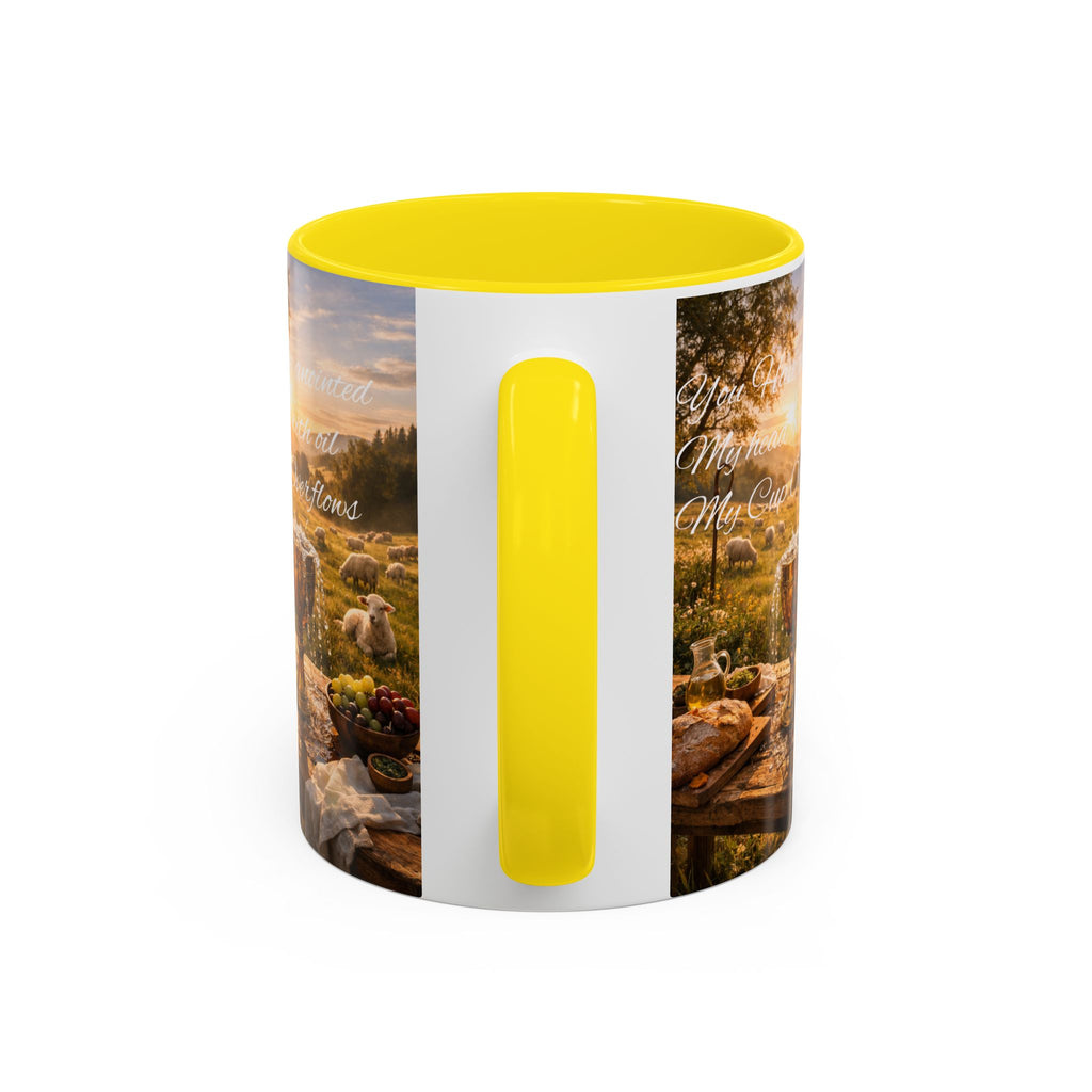 Psalm 23:5 Coffee Mug — Inspirational Christian Accent Mug with Scripture Landscape