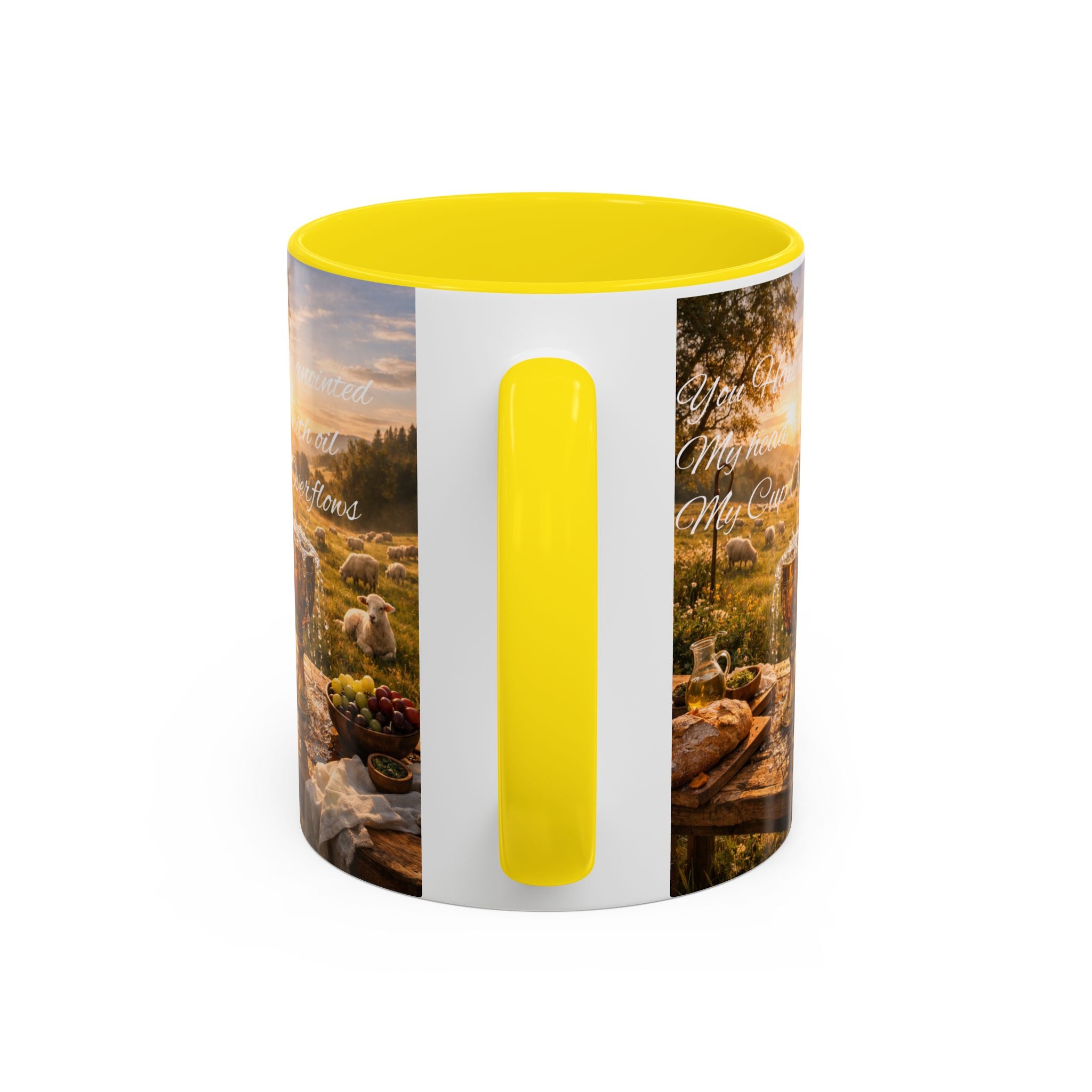 Psalm 23:5 Coffee Mug — Inspirational Christian Accent Mug with Scripture Landscape