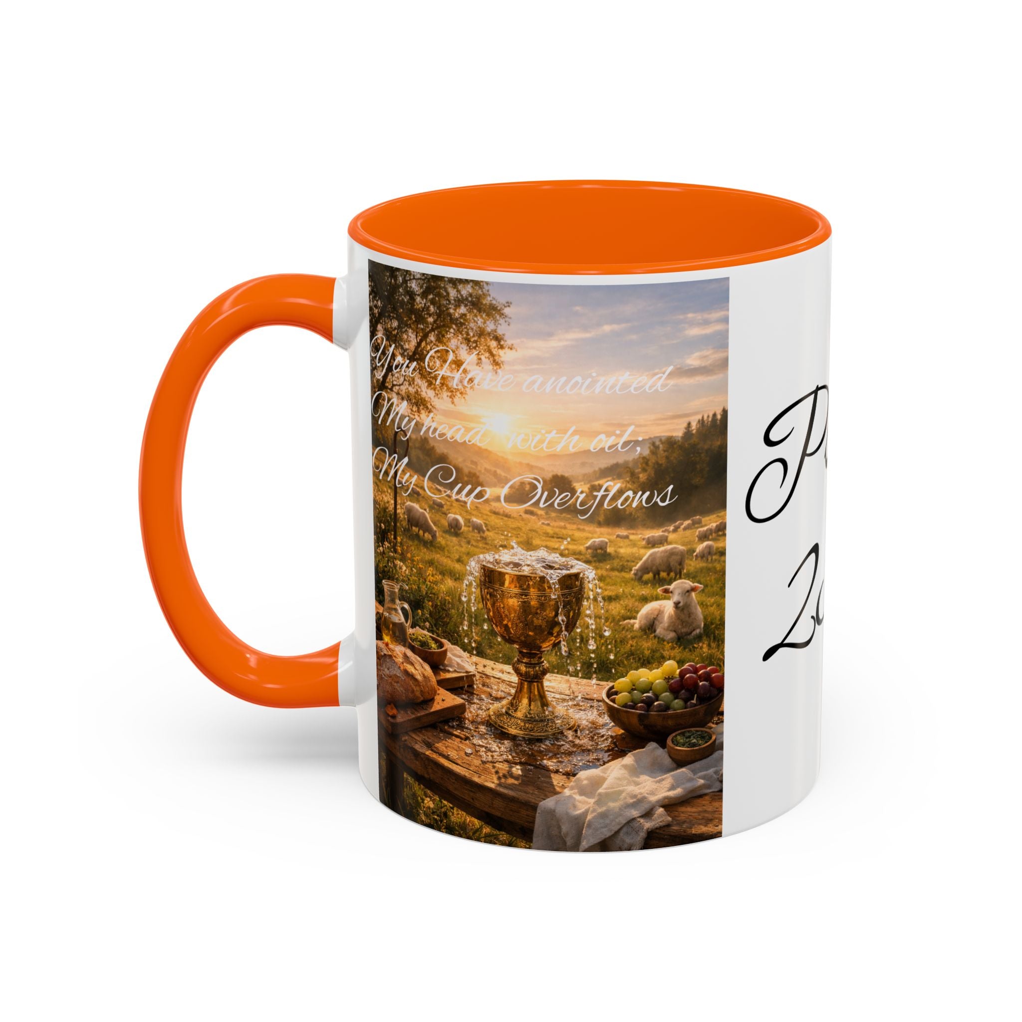 Psalm 23:5 Coffee Mug — Inspirational Christian Accent Mug with Scripture Landscape