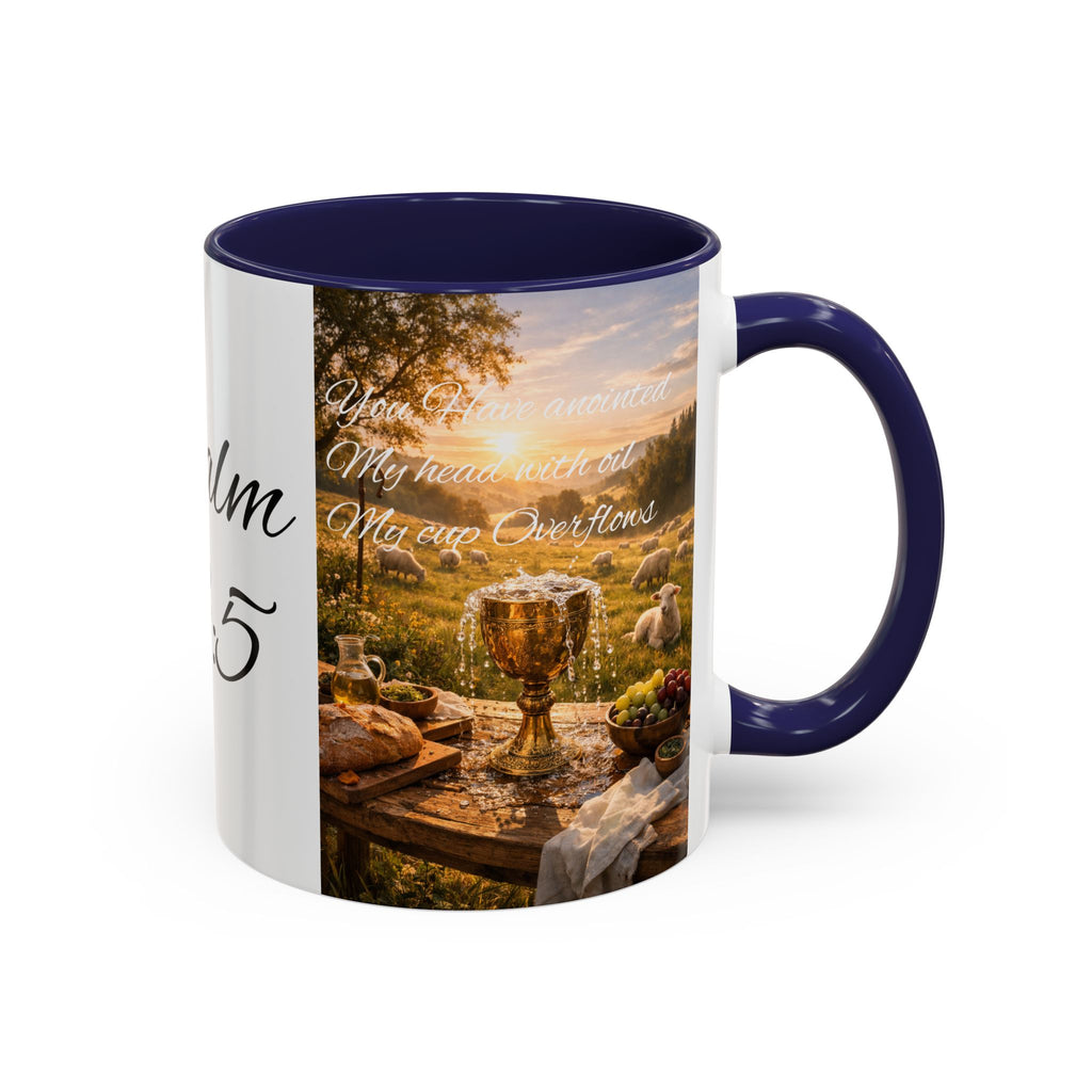 Psalm 23:5 Coffee Mug — Inspirational Christian Accent Mug with Scripture Landscape