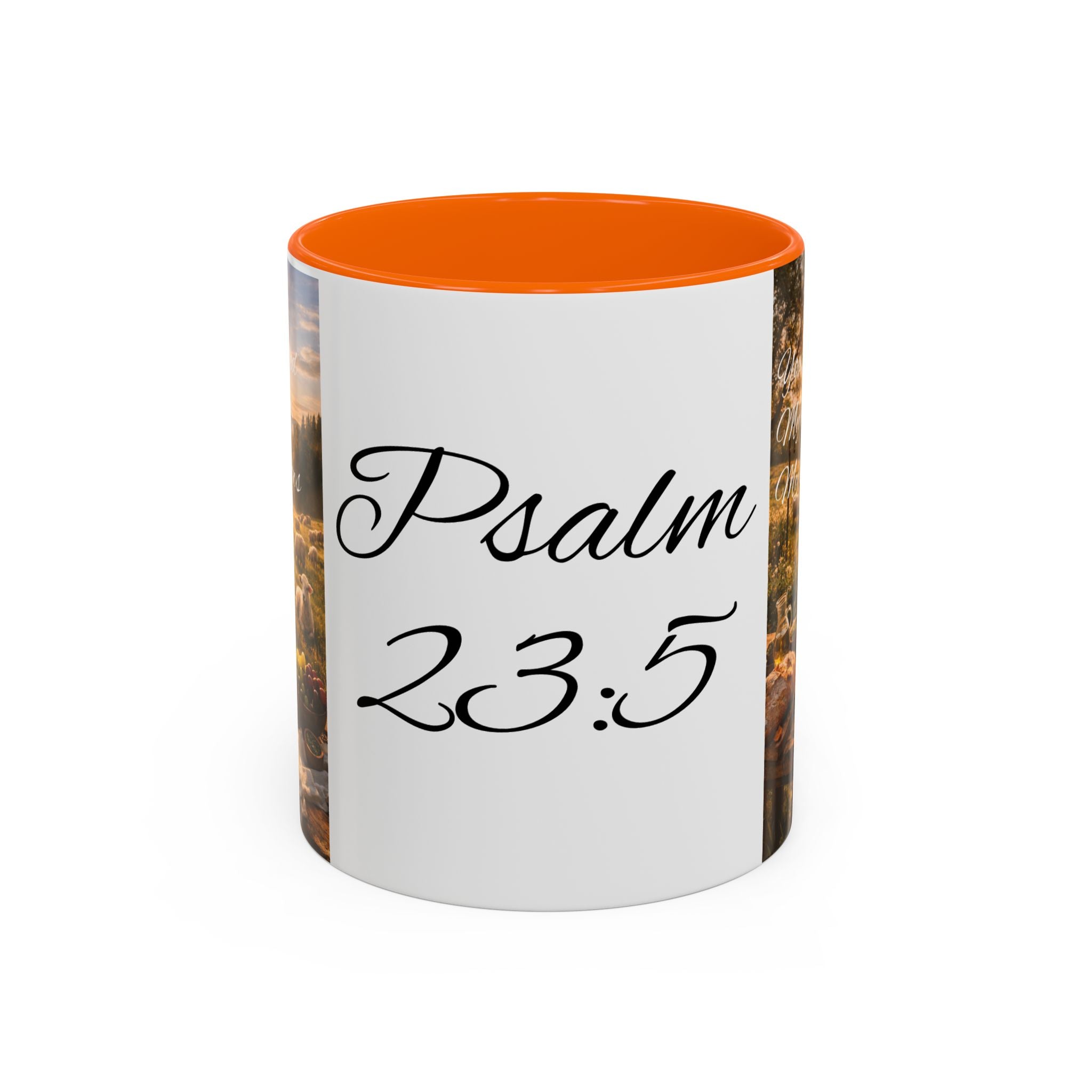 Psalm 23:5 Coffee Mug — Inspirational Christian Accent Mug with Scripture Landscape