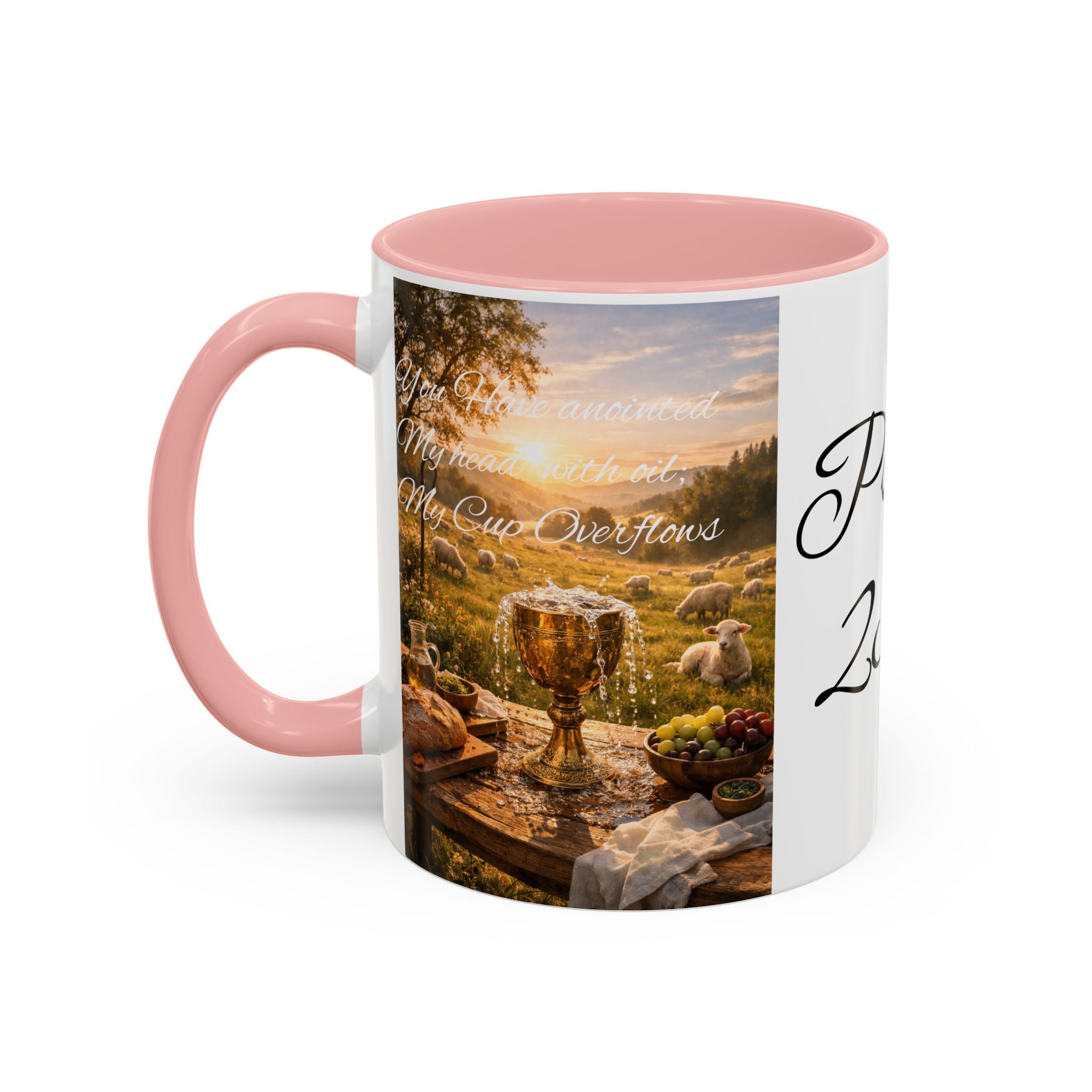 Psalm 23:5 Coffee Mug — Inspirational Christian Accent Mug with Scripture Landscape