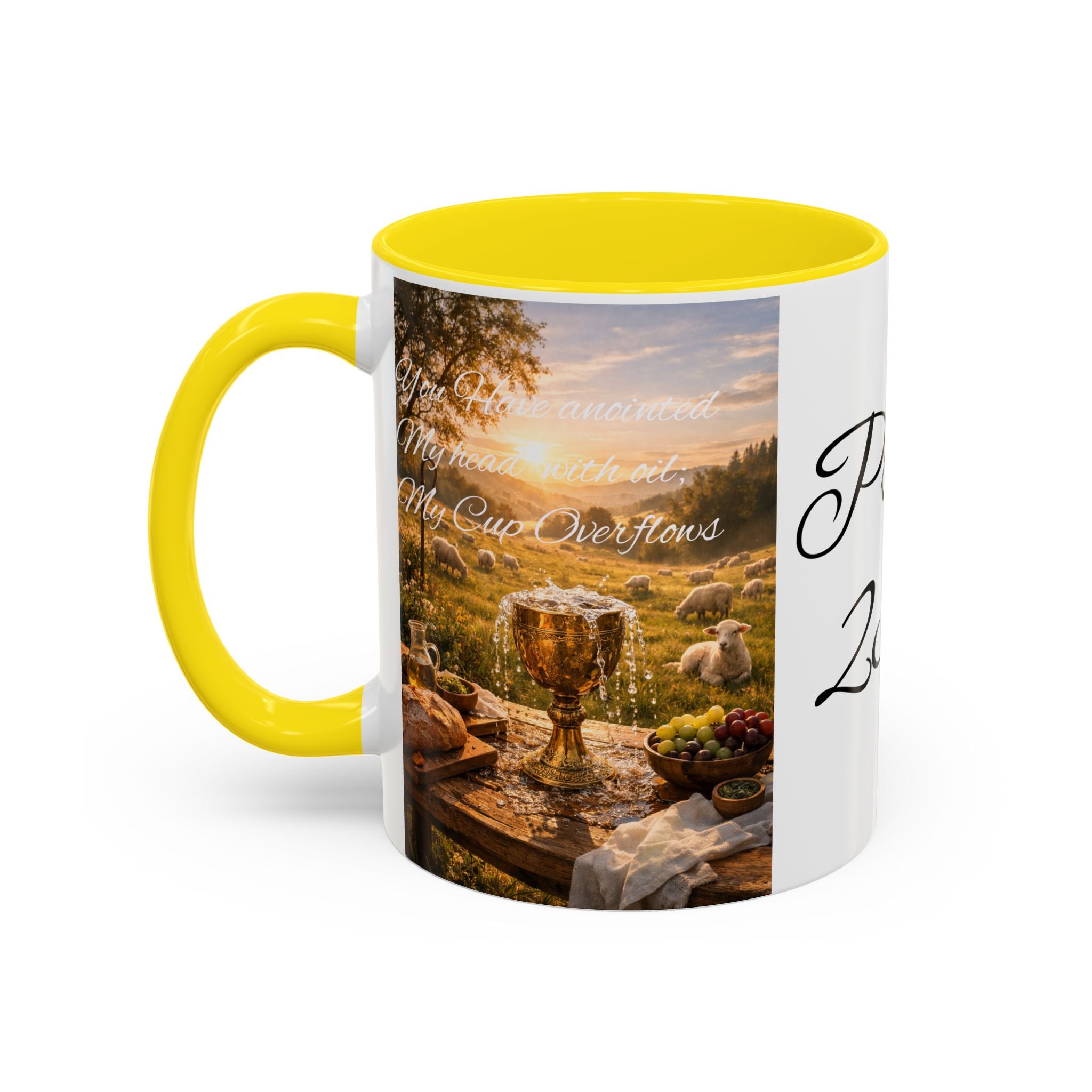 Psalm 23:5 Coffee Mug — Inspirational Christian Accent Mug with Scripture Landscape
