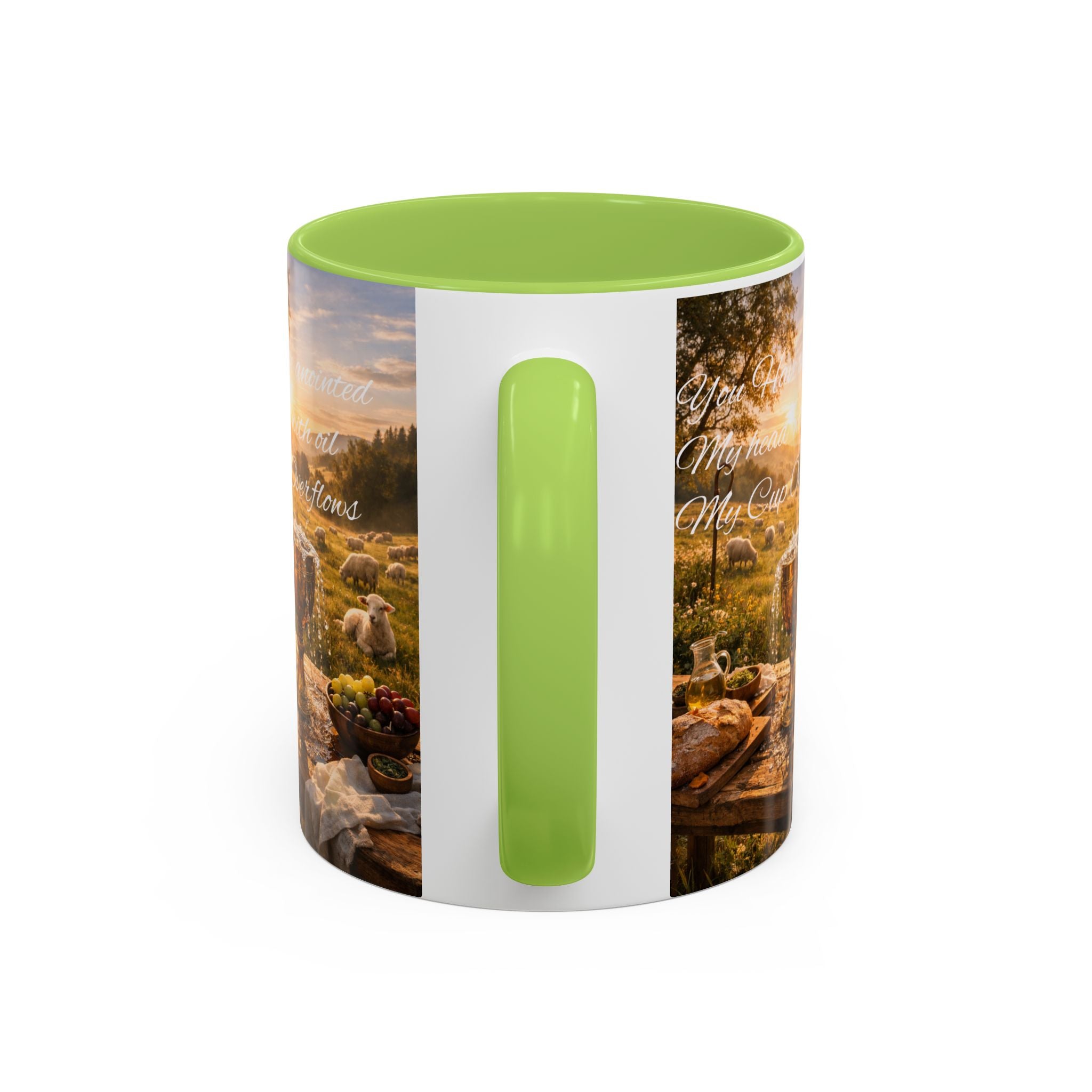Psalm 23:5 Coffee Mug — Inspirational Christian Accent Mug with Scripture Landscape