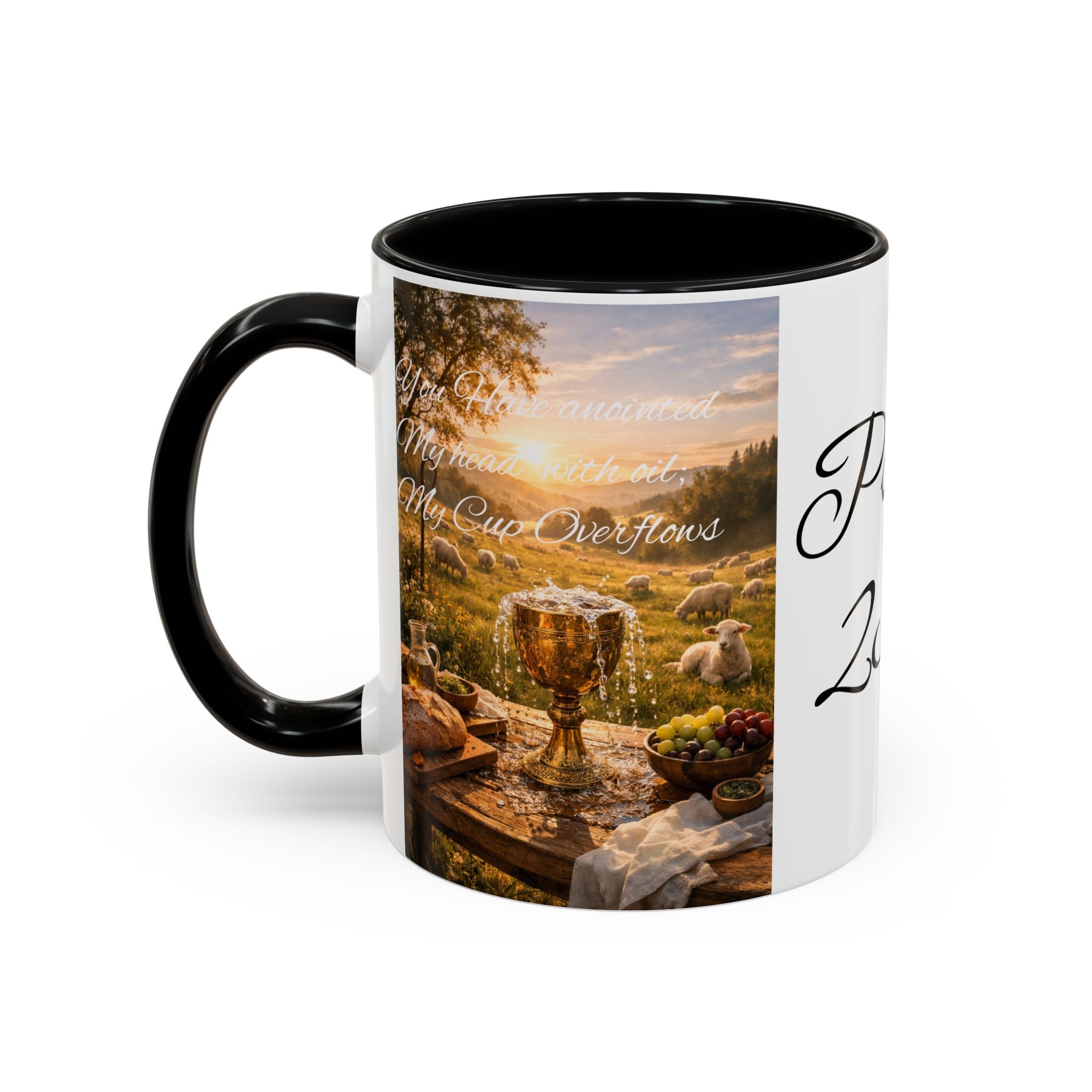 Psalm 23:5 Coffee Mug — Inspirational Christian Accent Mug with Scripture Landscape