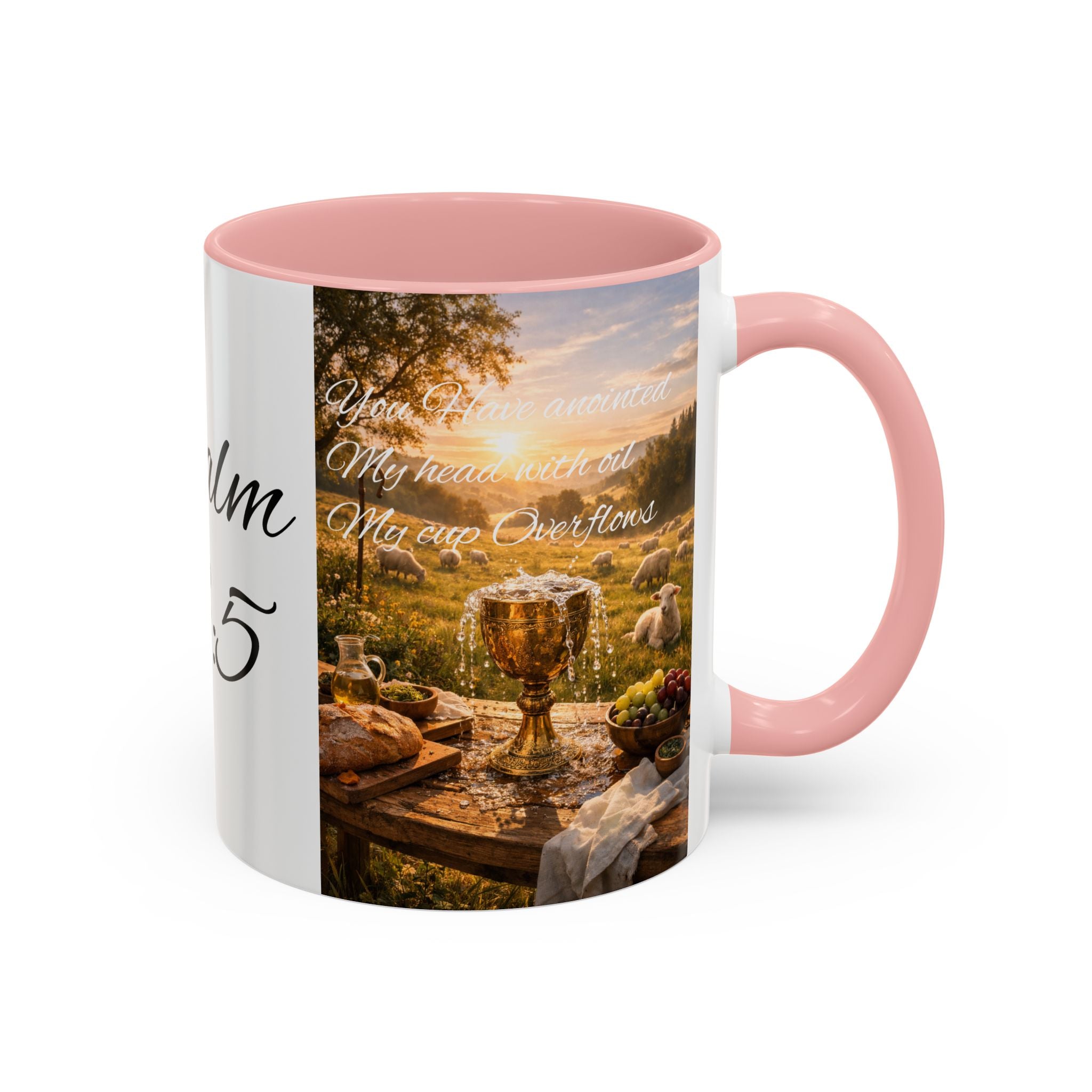 Psalm 23:5 Coffee Mug — Inspirational Christian Accent Mug with Scripture Landscape