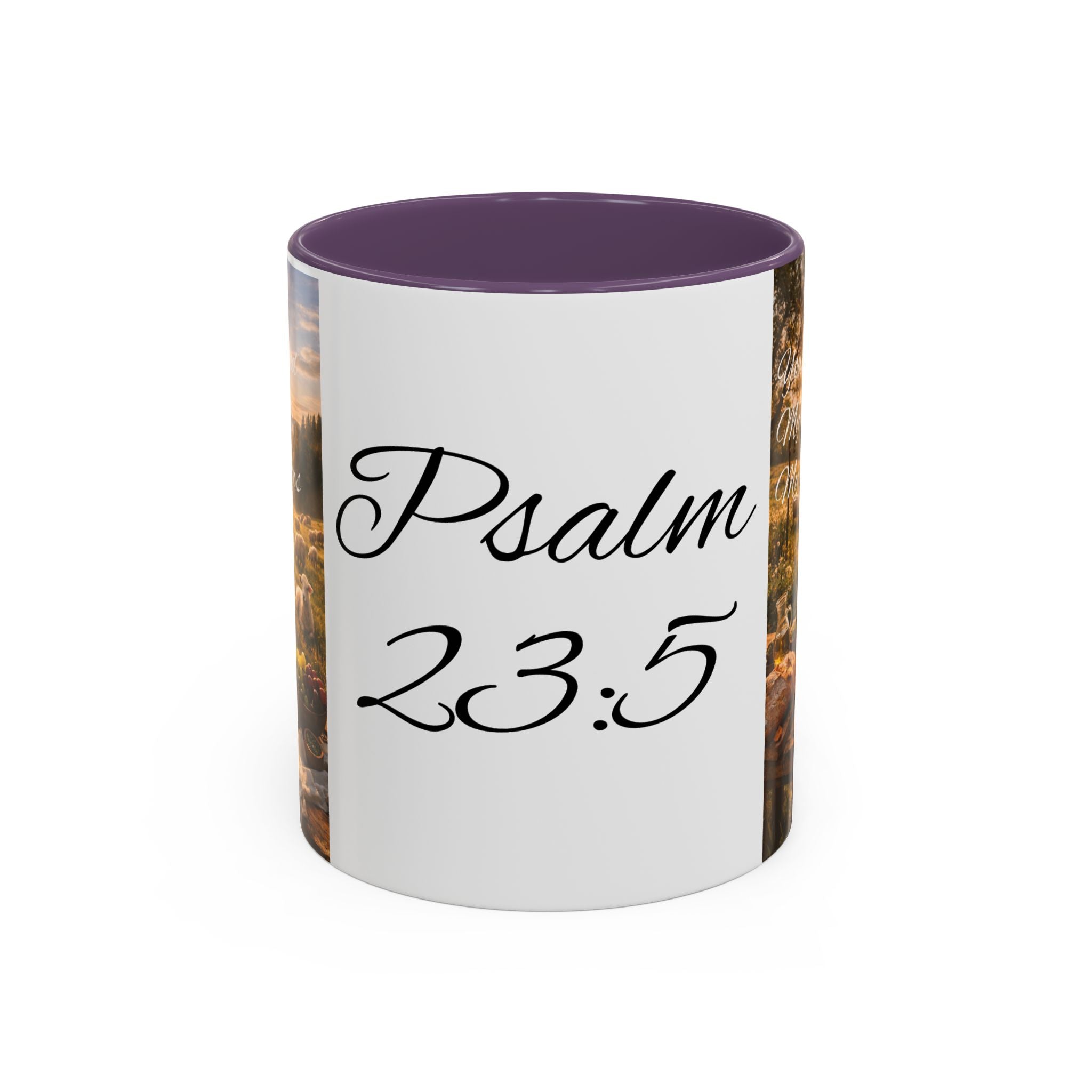 Psalm 23:5 Coffee Mug — Inspirational Christian Accent Mug with Scripture Landscape