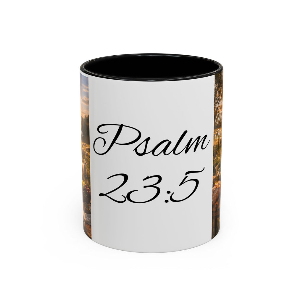 Psalm 23:5 Coffee Mug — Inspirational Christian Accent Mug with Scripture Landscape