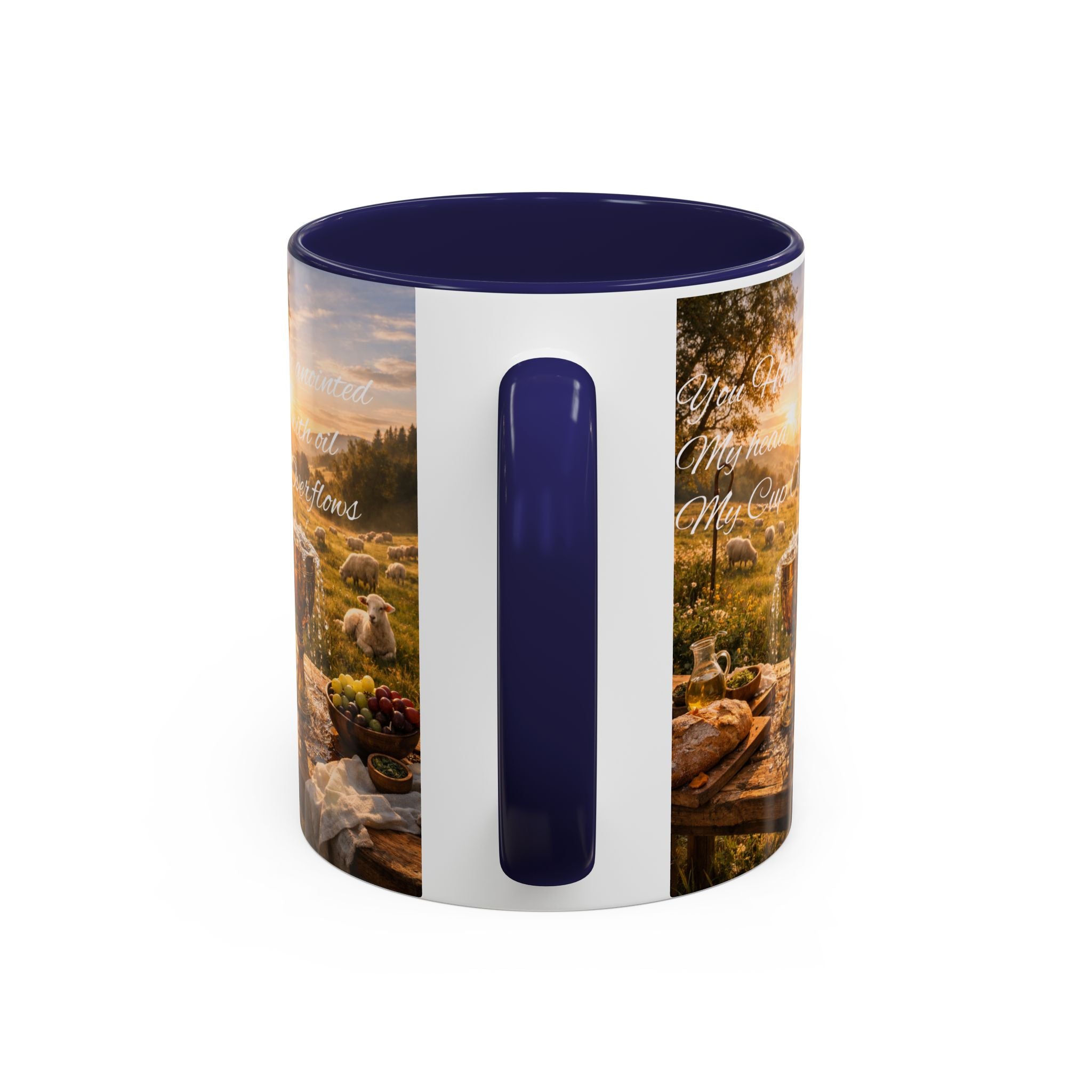 Psalm 23:5 Coffee Mug — Inspirational Christian Accent Mug with Scripture Landscape