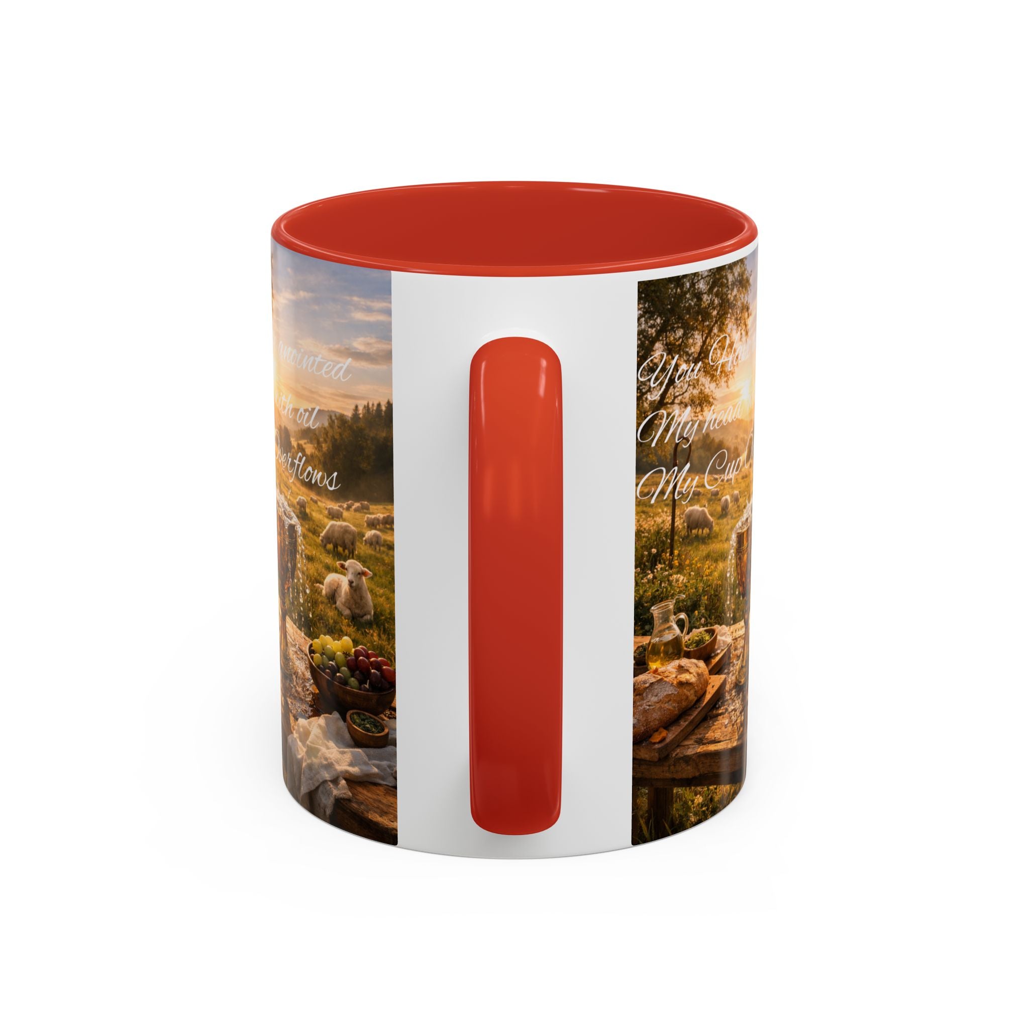 Psalm 23:5 Coffee Mug — Inspirational Christian Accent Mug with Scripture Landscape