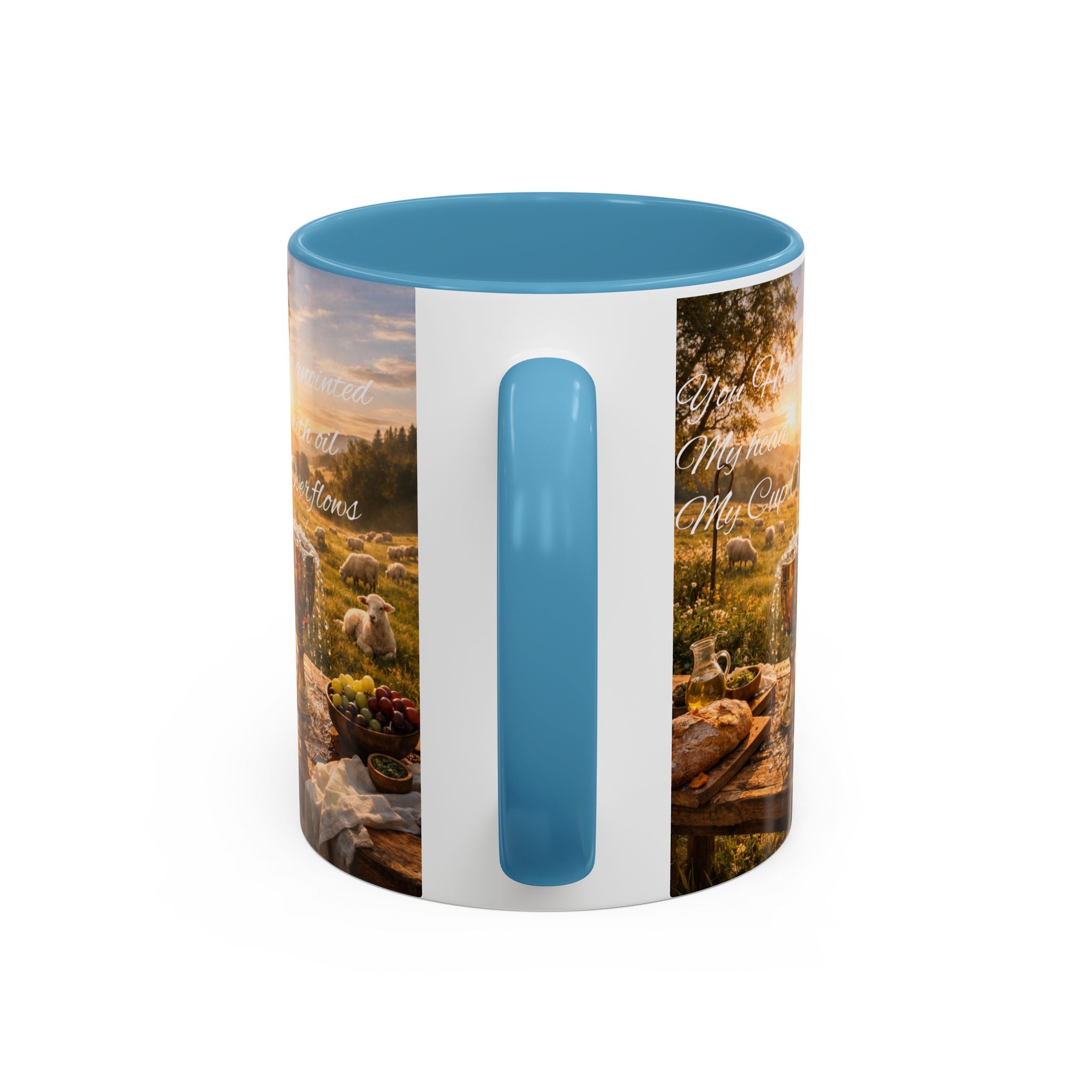 Psalm 23:5 Coffee Mug — Inspirational Christian Accent Mug with Scripture Landscape