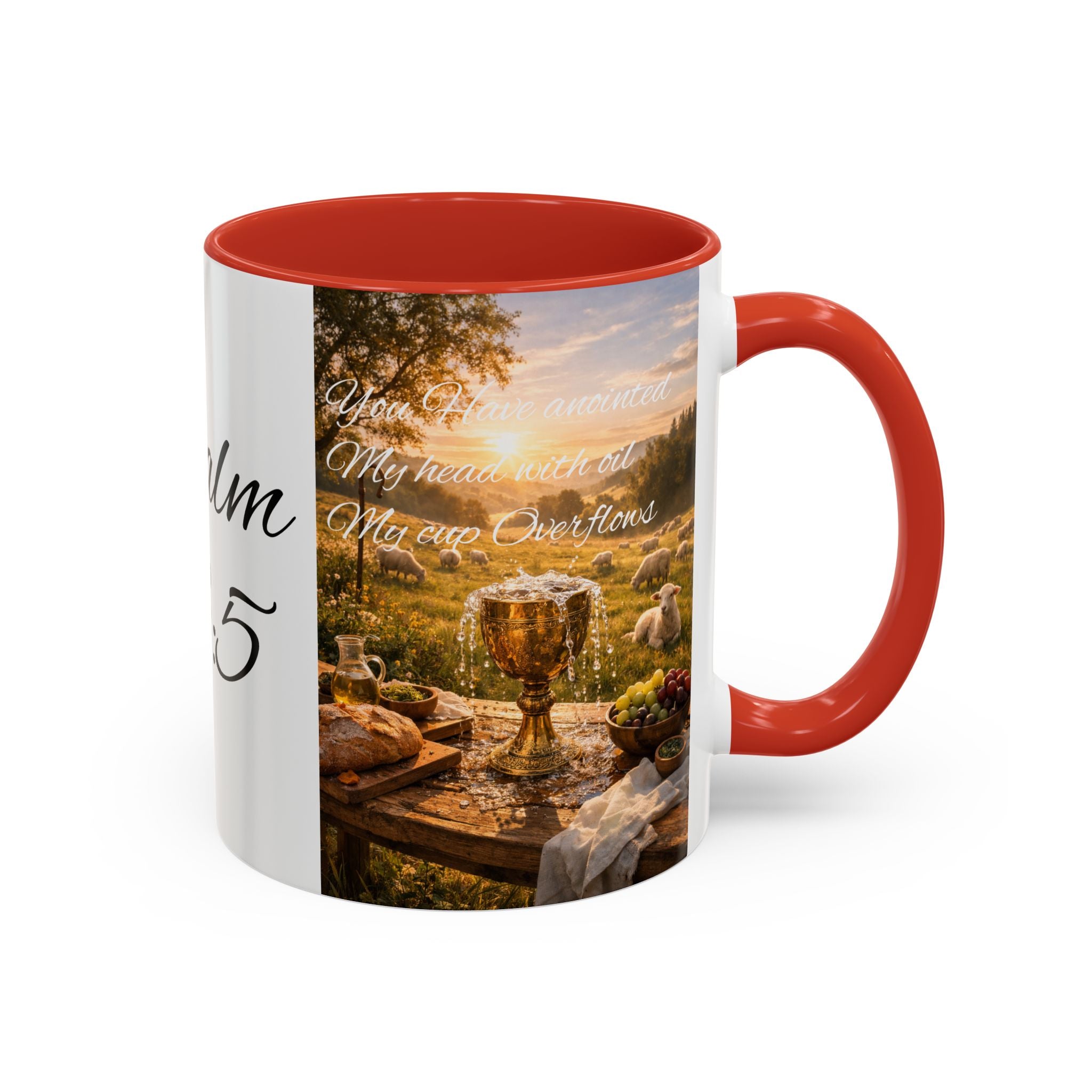Psalm 23:5 Coffee Mug — Inspirational Christian Accent Mug with Scripture Landscape