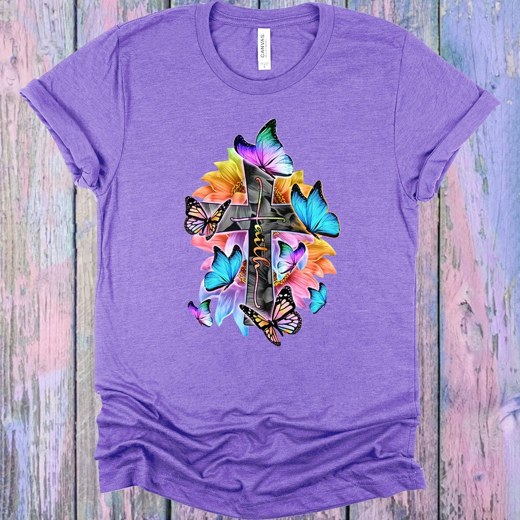 Faith Butterfly Cross Graphic Tee – Christian Women's T-Shirt Anchored Grace Boutique