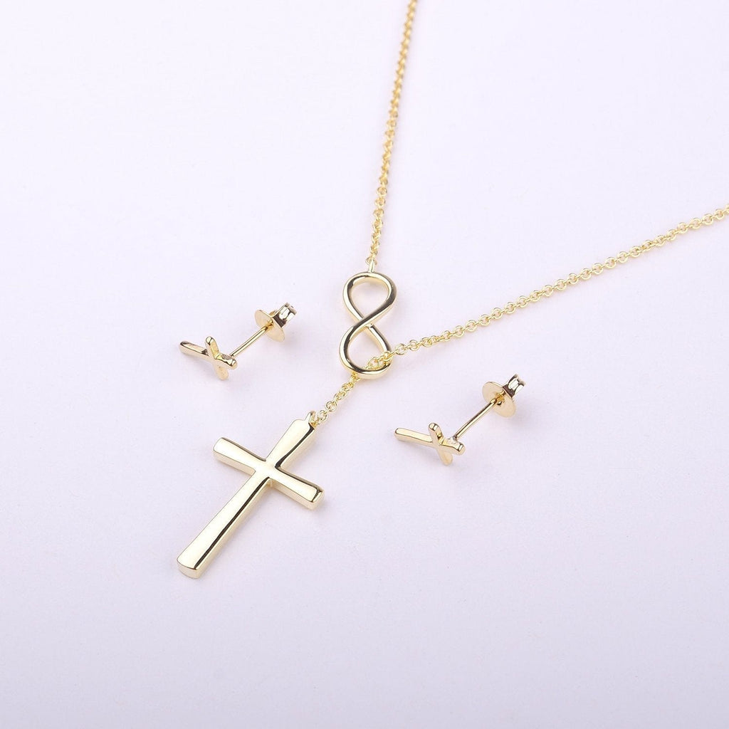 Christmas Gift for Christian  Cross earring and Necklace Set Jewelry Set