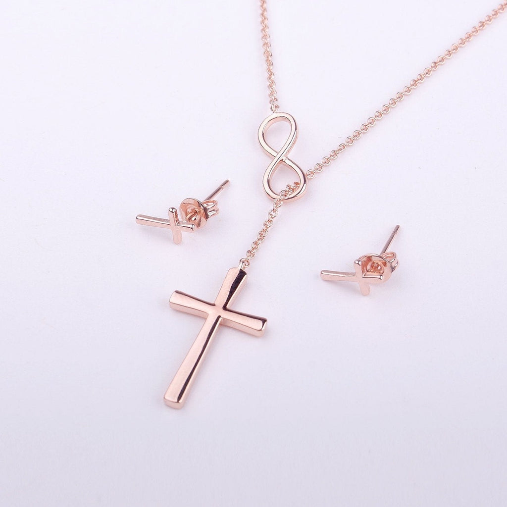 Christmas Gift for Christian  Cross earring and Necklace Set Jewelry Set