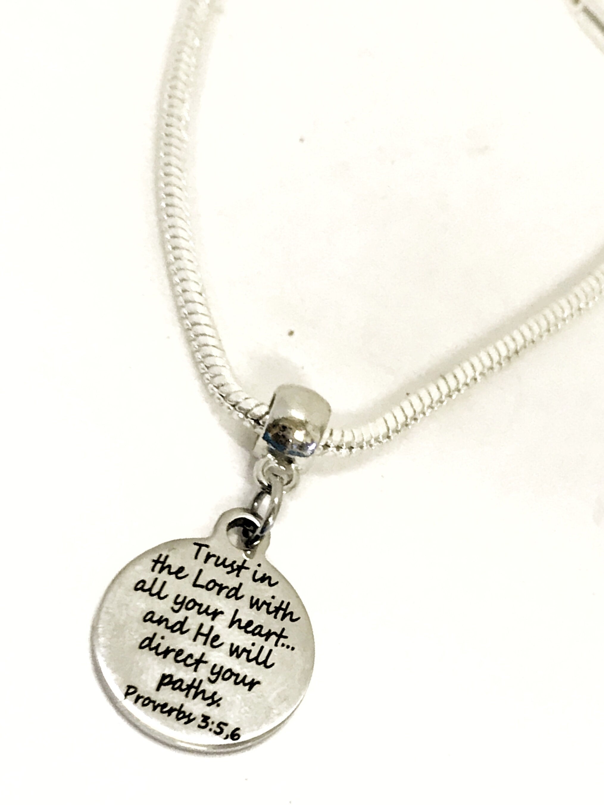 Christian Bracelet, Trust In The Lord With All Your Heart Bracelet, Christian Jewelry, Christian Gift, Proverbs 3 5 6, Scripture Bracelet
