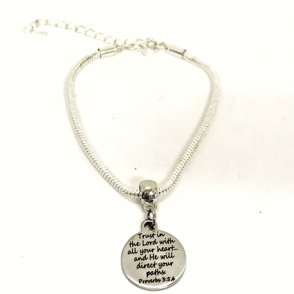 Christian Bracelet, Trust In The Lord With All Your Heart Bracelet, Christian Jewelry, Christian Gift, Proverbs 3 5 6, Scripture Bracelet