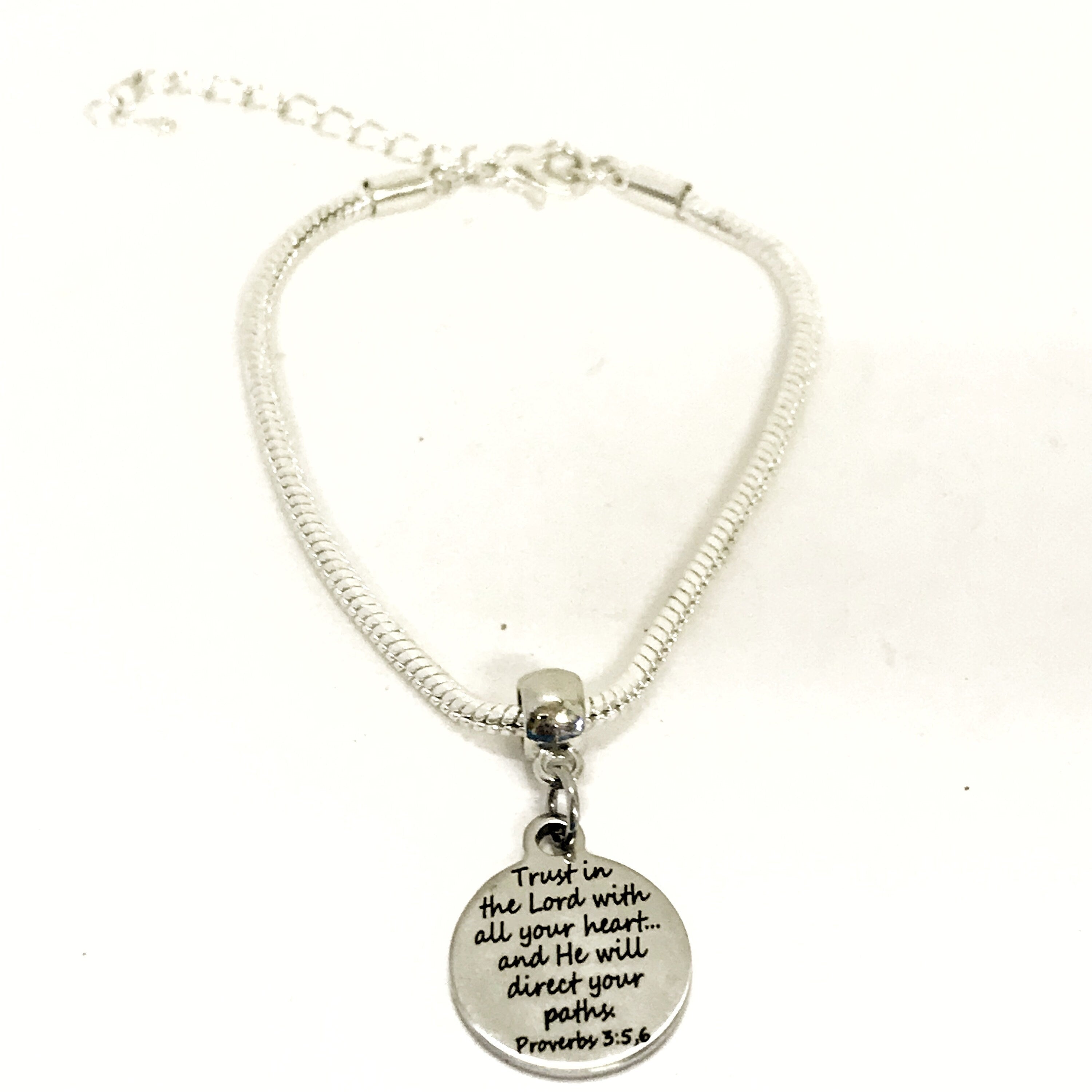 Christian Bracelet, Trust In The Lord With All Your Heart Bracelet, Christian Jewelry, Christian Gift, Proverbs 3 5 6, Scripture Bracelet