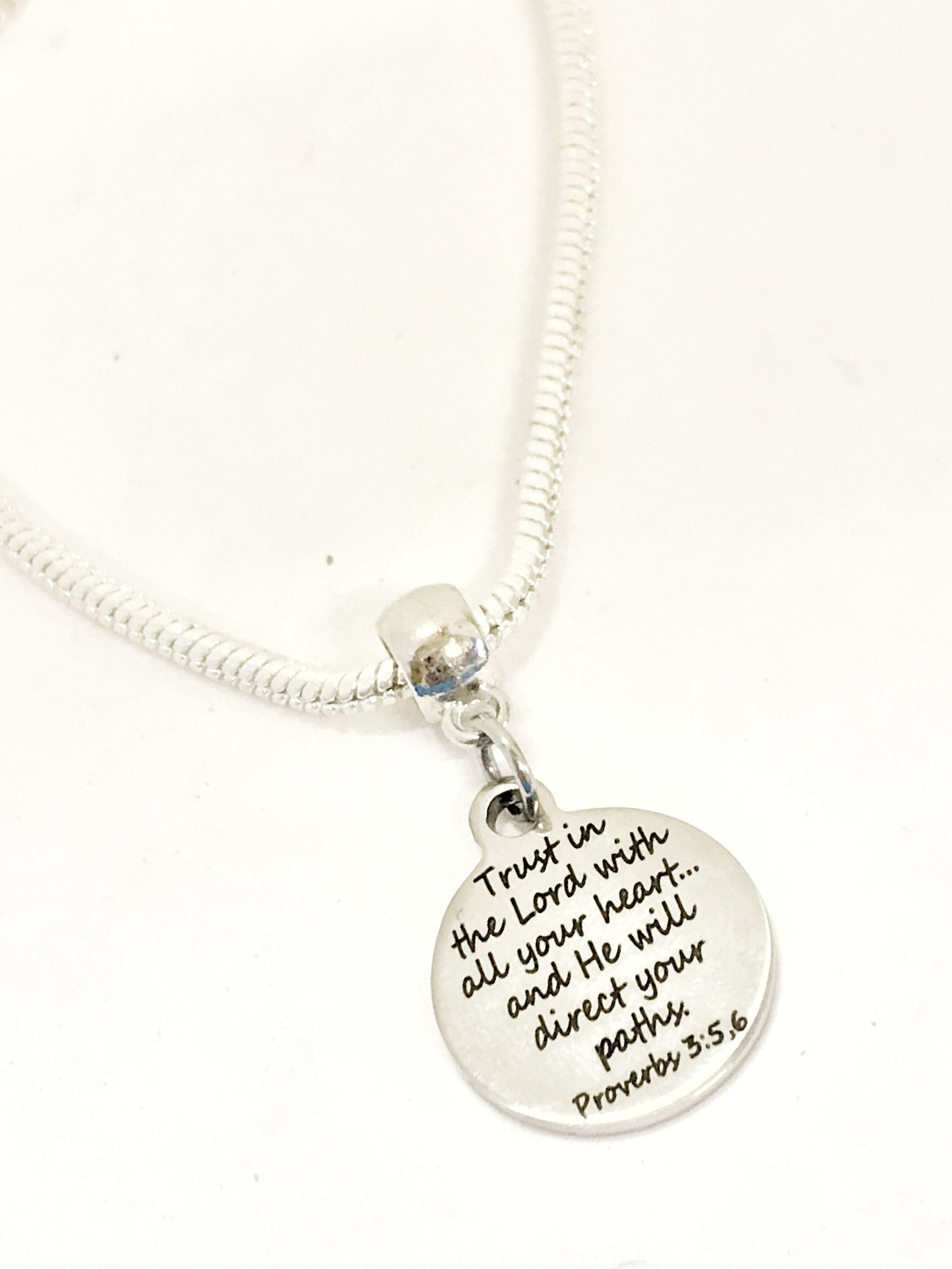 Christian Bracelet, Trust In The Lord With All Your Heart Bracelet, Christian Jewelry, Christian Gift, Proverbs 3 5 6, Scripture Bracelet