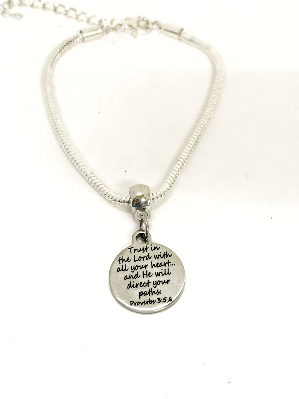 Christian Bracelet, Trust In The Lord With All Your Heart Bracelet, Christian Jewelry, Christian Gift, Proverbs 3 5 6, Scripture Bracelet