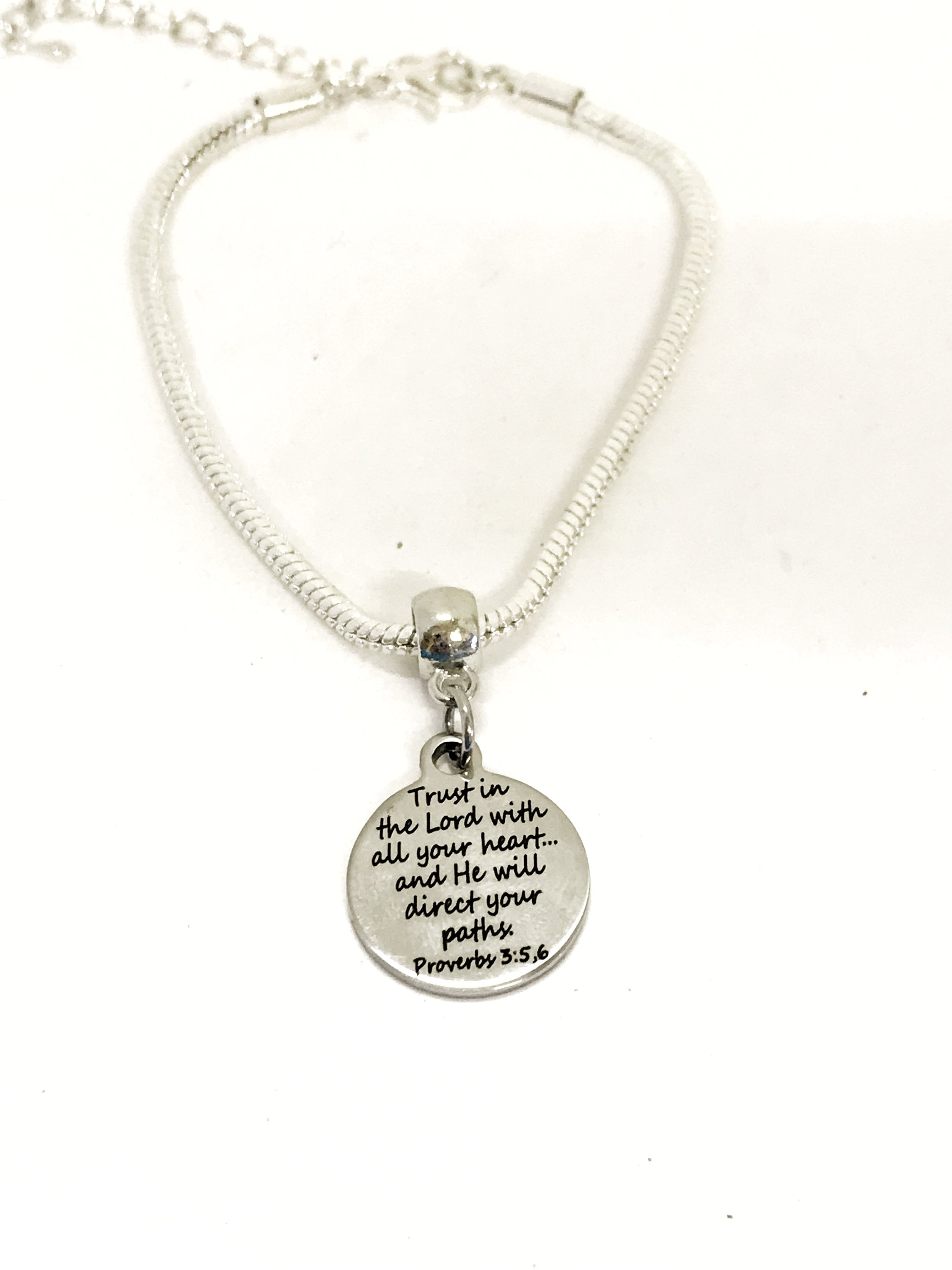 Christian Bracelet, Trust In The Lord With All Your Heart Bracelet, Christian Jewelry, Christian Gift, Proverbs 3 5 6, Scripture Bracelet