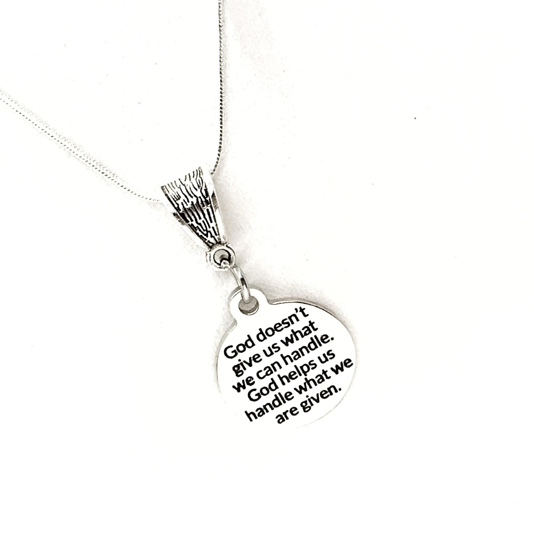 Christian Gift, God Helps Us Handle What Is Given Necklace, Christian Necklace, Christian Quote, Religious Gift, Religious Necklace Gift