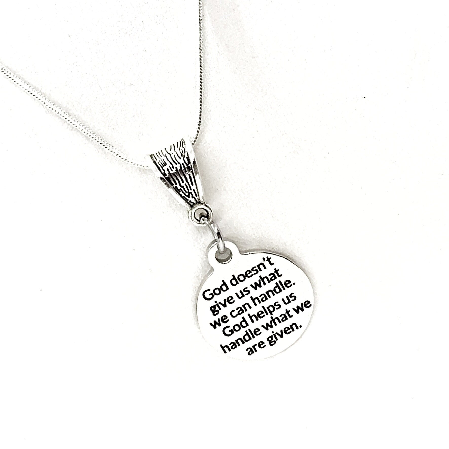 Christian Gift, God Helps Us Handle What Is Given Necklace, Christian Necklace, Christian Quote, Religious Gift, Religious Necklace Gift