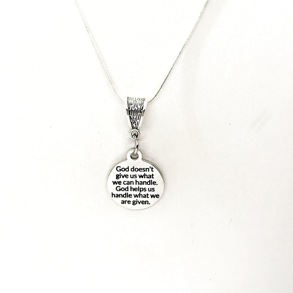 Christian Gift, God Helps Us Handle What Is Given Necklace, Christian Necklace, Christian Quote, Religious Gift, Religious Necklace Gift