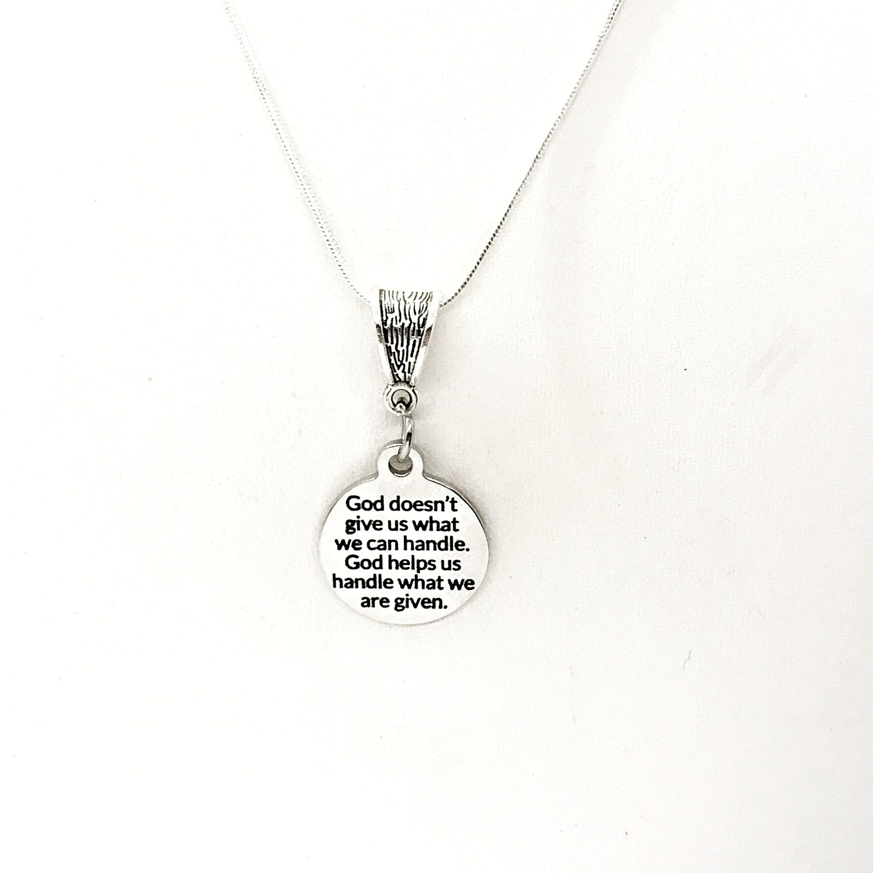 Christian Gift, God Helps Us Handle What Is Given Necklace, Christian Necklace, Christian Quote, Religious Gift, Religious Necklace Gift