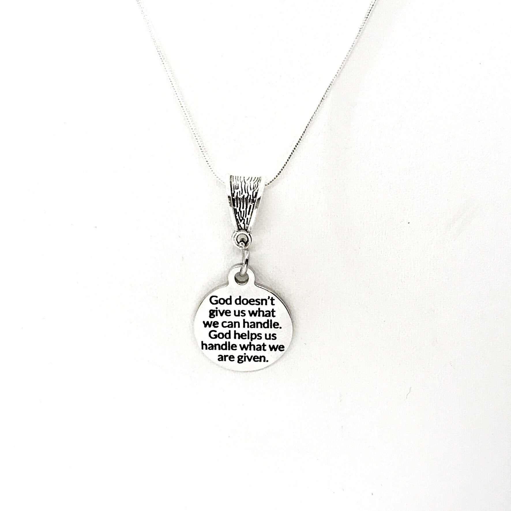 Christian Gift, God Helps Us Handle What Is Given Necklace, Christian Necklace, Christian Quote, Religious Gift, Religious Necklace Gift